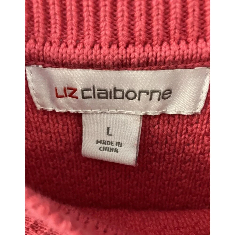 Liz Claiborne Womens Pink Short Sleeve Crew Neck Sweater Size L - Picture 5 of 6
